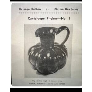 Vintage Midcentury Clevenger Brothers Glass Works Cantaloupe Jug Amethyst